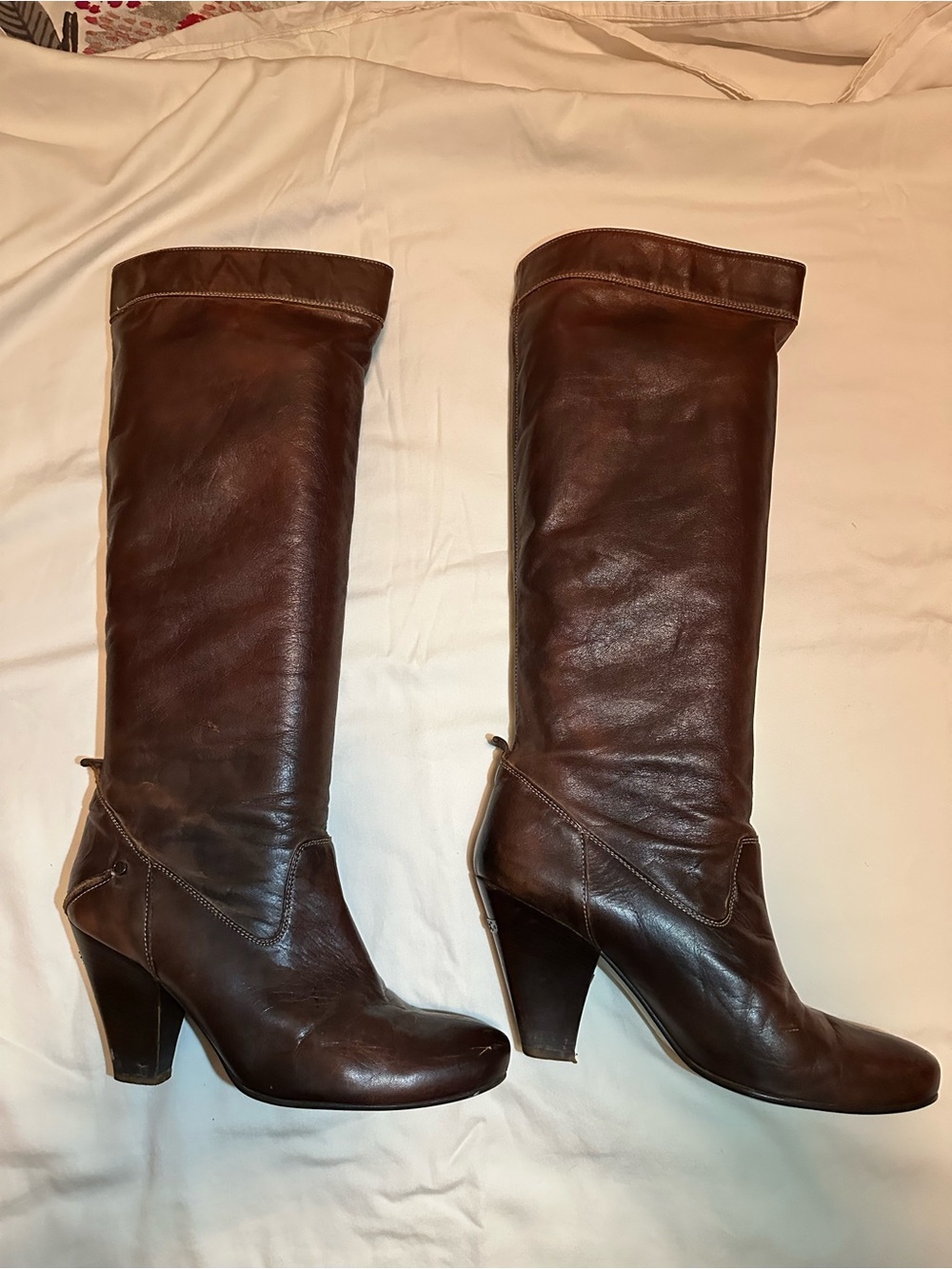 CNC Costume National Brown Leather Mid-Calf Heeled Boots